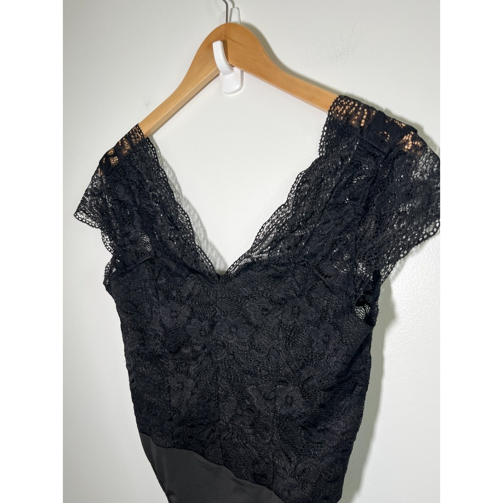 Women Top S Black Whimsigoth Witchy Dark Fairy Grunge Festival Lace Floral Sheer - Picture 2 of 7